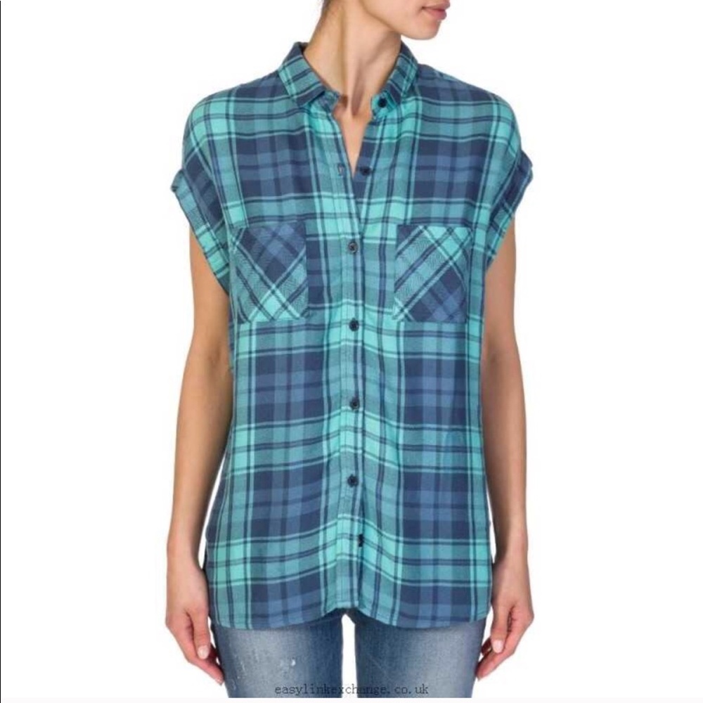 Rails Britt Button Down Plaid Top Blue XS